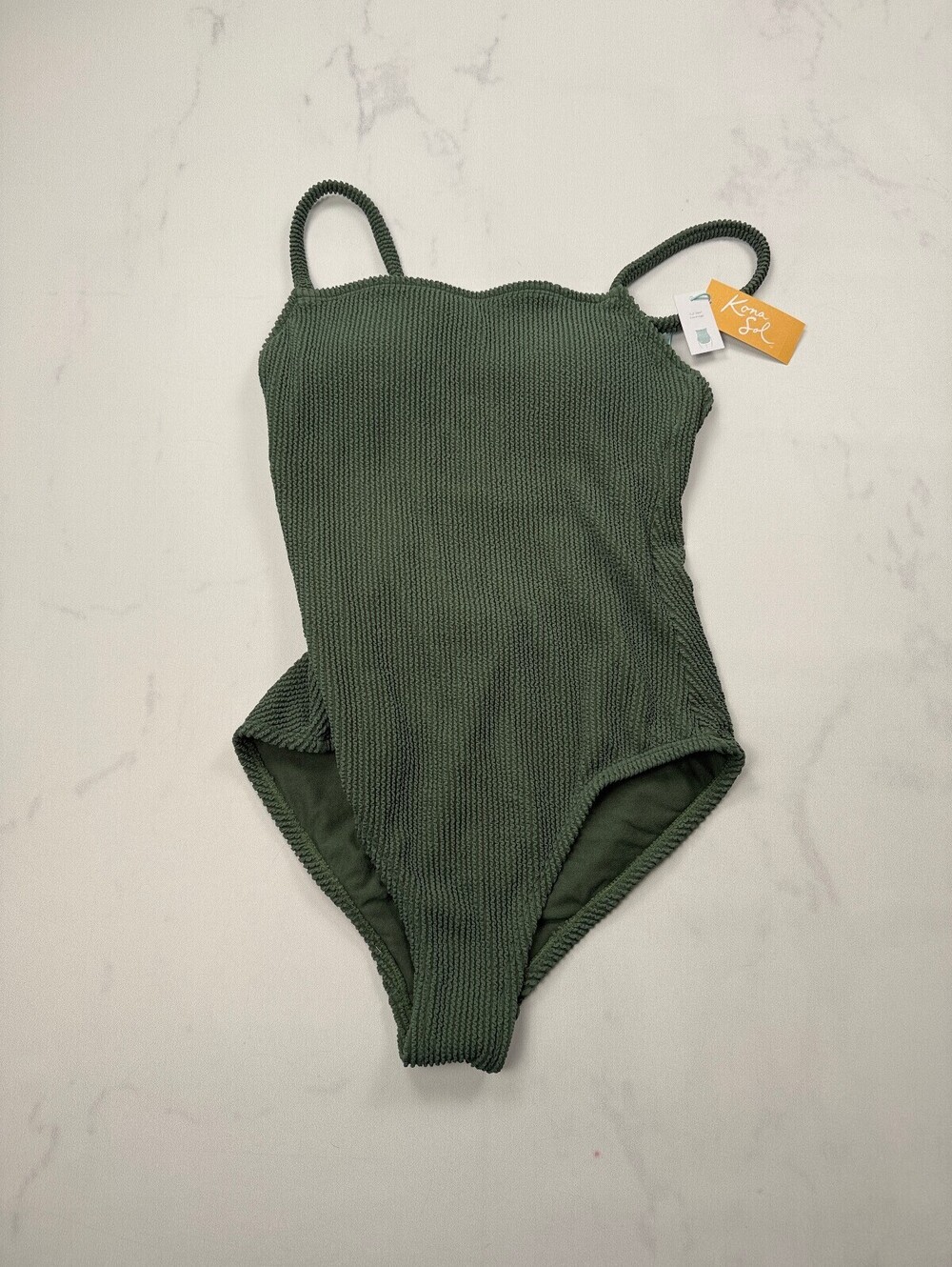 Kona Sol Swimsuit One Piece Green Modern Fitted - Womens M NWT